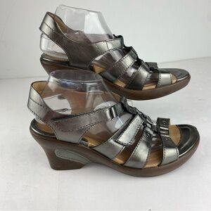 Sanita Womens 42 (US 11.5-12) Silver Metallic Wedge Sandal Strappy